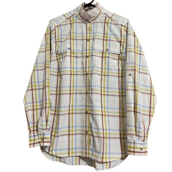 Eddie Bauer Women’s Multi Check Plaid Classic Fit Outdoor Button Down Shirt Sz-L - Picture 1 of 6